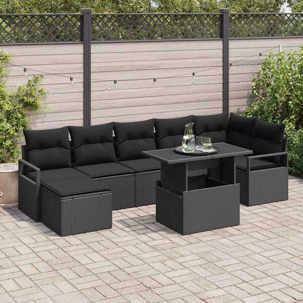vidaXL Ensemble de canapé de jardin 8 pcs Noir Poly rotin