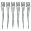 vidaXL Piquets au sol 6 pcs Argent&eacute; 14x14x91 cm Acier galvanis&eacute;