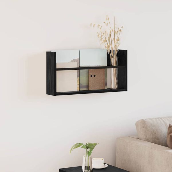 vidaXL &Eacute;tag&egrave;re &agrave; magazines avec &eacute;tag&egrave;re Ch&ecirc;ne noir 60 x 12 x 30 cm