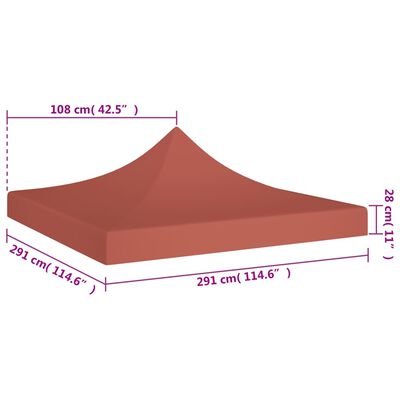 vidaXL Toit de tente de réception 3x3 m Terre cuite 270 g/m²