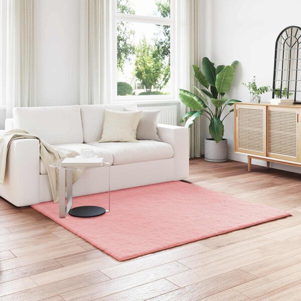 vidaXL Tapis en Fourrure Synth&eacute;tique de Lapin Olite Rose 120 x 120 cm