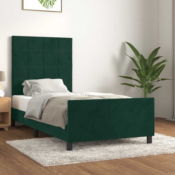 vidaXL Cadre de lit sans matelas vert fonc&eacute; 120x200 cm velours