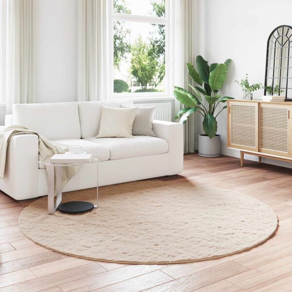 vidaXL Tapis en Fourrure Synth&eacute;tique de Lapin Olite Taupe &Oslash; 200 cm