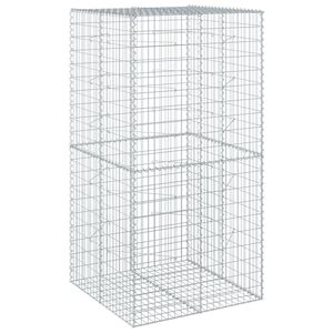 vidaXL Panier gabion avec couvercle 100x100x200 cm fer galvanis&eacute;