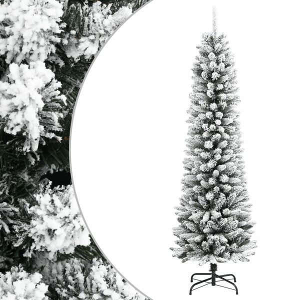 vidaXL Sapin de No&euml;l artificiel mince avec neige floqu&eacute;e 150 cm PVC/PE