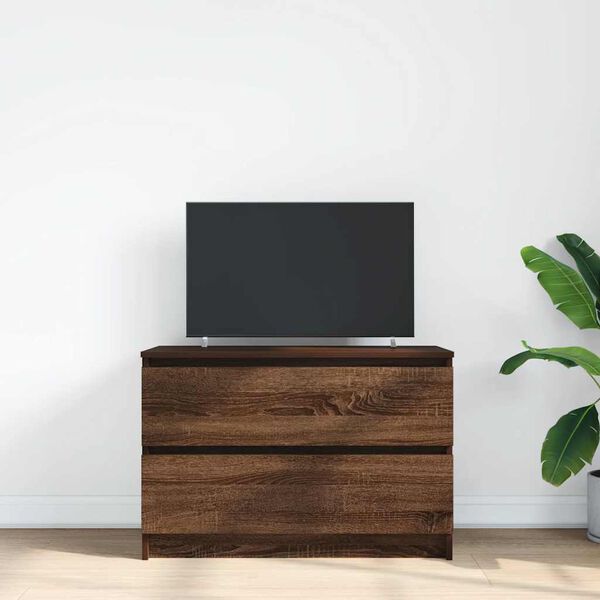 vidaXL Meuble TV chêne marron 80x35x54 cm bois d'ingénierie