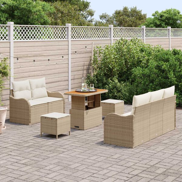vidaXL Ensemble de canap&eacute; de jardin 8 pcs Beige polyrotin