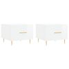 vidaXL Tables basses 2 pcs blanc brillant 50x50x40cm bois d'ing&eacute;nierie