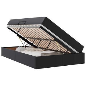 vidaXL Lit avec rangement et matelas avec matelas 2 pcs Noir Cuir