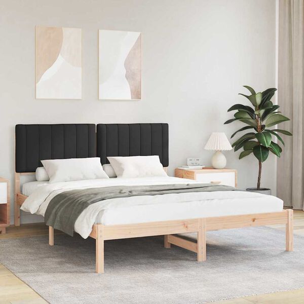 vidaXL Cadre de lit avec t&ecirc;te de lit rembourr&eacute;e Noir 160 x 200 cm