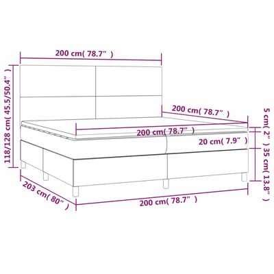 vidaXL Sommier à lattes de lit et matelas et LED Gris clair 200x200 cm