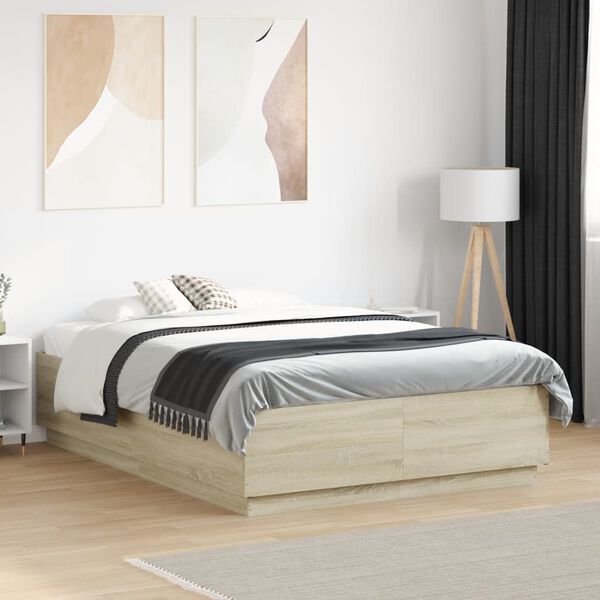vidaXL Cadre de lit sans matelas ch&ecirc;ne sonoma 140x190 cm