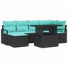 vidaXL Ensemble de canap&eacute; de jardin 7 pc Noir et Bleu Poly rotin