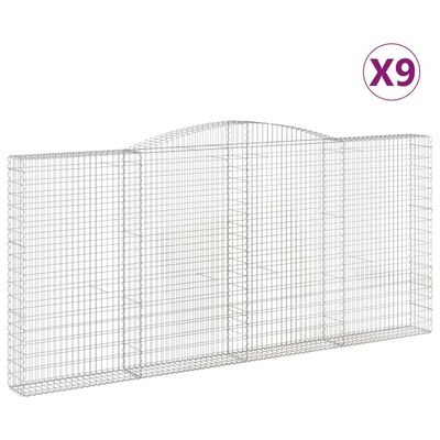 vidaXL Paniers à gabions arqués 9 pcs 400x30x180/200 cm Fer galvanisé