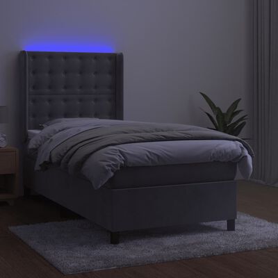 vidaXL Sommier à lattes de lit matelas et LED Gris clair 100x200 cm