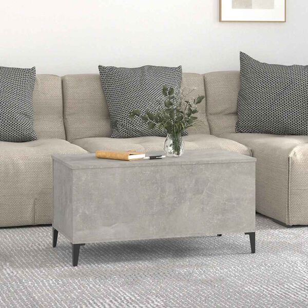 vidaXL Table basse Gris b&eacute;ton 90x44,5x45 cm Bois d'ing&eacute;nierie
