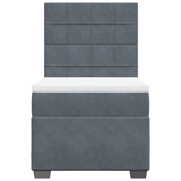 vidaXL Sommier &agrave; lattes de lit et matelas Gris fonc&eacute; 80x200 cm Velours