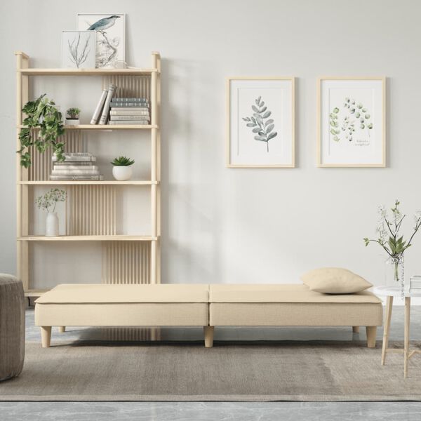 vidaXL Canap&eacute;-lit cr&egrave;me tissu