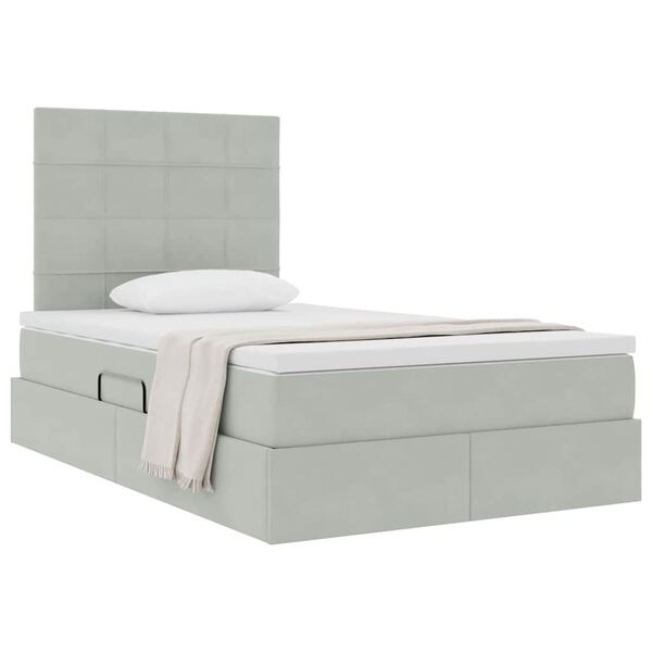 vidaXL Lit avec rangement et matelas Gris clair 120 x 190 cm Velours