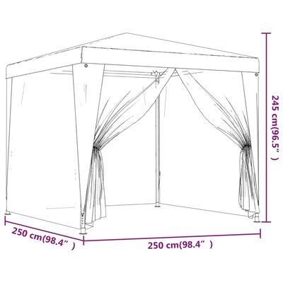 vidaXL Tente de fête avec 4 parois latérales en maille Vert 2.5x2.5 m