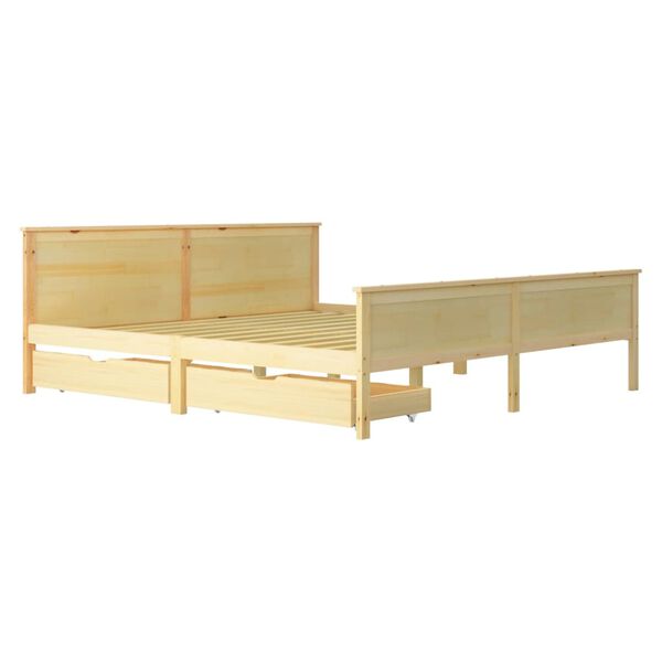 vidaXL Cadre de lit avec 2 tiroirs Bois de pin massif 200x200 cm