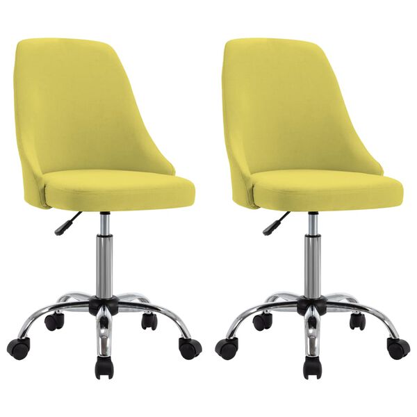 vidaXL Chaises de bureau roulantes lot de 2 Jaune Tissu