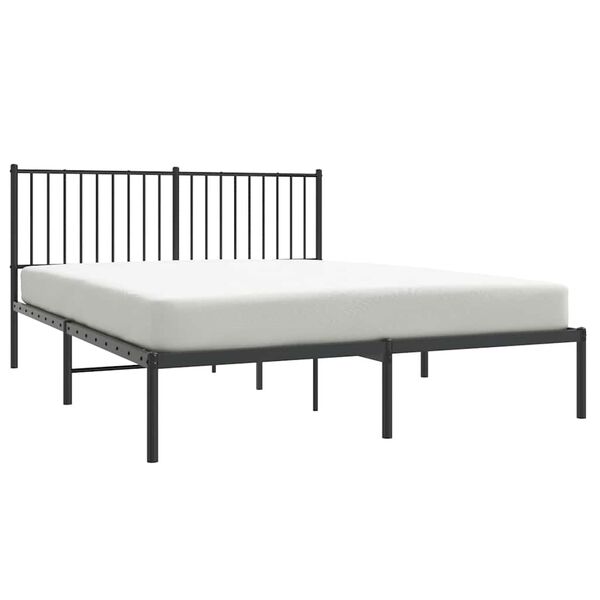 vidaXL Cadre de lit m&eacute;tal sans matelas et t&ecirc;te de lit noir 160x200 cm