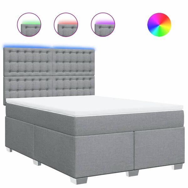vidaXL Sommier &agrave; lattes de lit avec matelas Gris clair 160x200cm Tissu