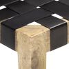 vidaXL Banc 110 cm Noir Cuir v&eacute;ritable et bois de manguier massif