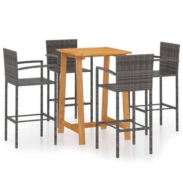 vidaXL Ensemble de bar de jardin 5 pcs Gris