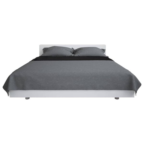 vidaXL Couvre-lit à double face matelassé 170 x 210 cm Gris et noir