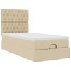 vidaXL Lit ottoman avec matelas cr&egrave;me 90x200 cm tissu