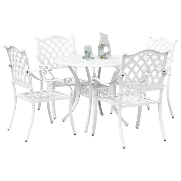 vidaXL Ensemble de salle &agrave; manger pour jardin 5 pcs Blanc Aluminium