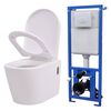 vidaXL Toilette murale avec r&eacute;servoir cach&eacute; C&eacute;ramique Blanc