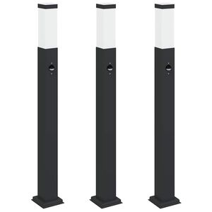 vidaXL Bornes lumineuses avec d&eacute;tecteur lot de 3 80 cm noir IP44