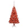 vidaXL Arbre de No&euml;l artificiel pr&eacute;-&eacute;clair&eacute; et boules rouge 120 cm PVC