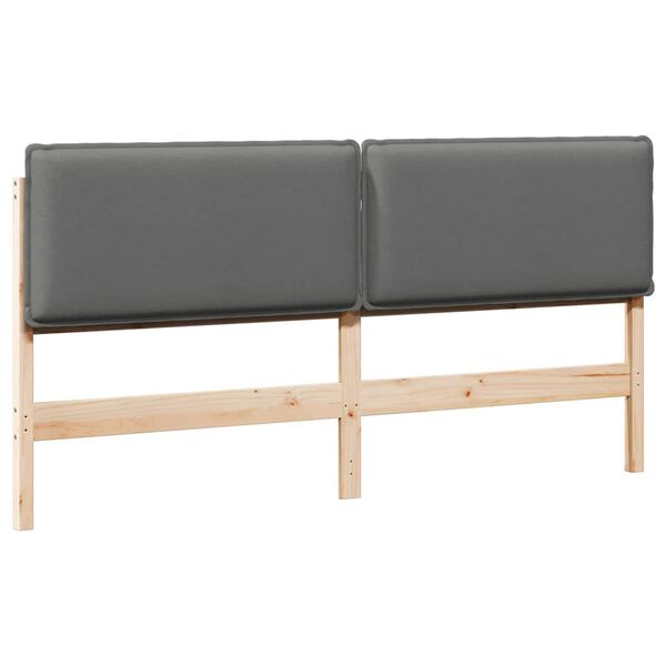 vidaXL T&ecirc;te de lit capitonn&eacute;e Gris Naturel et Clair 200 cm Pin massif