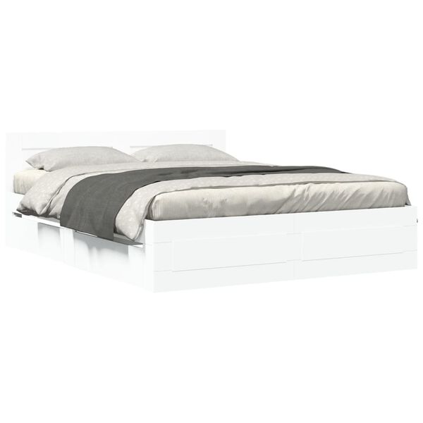 vidaXL Cadre de lit avec t&ecirc;te de lit sans matelas blanc 150x200 cm