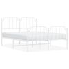 vidaXL Cadre de lit m&eacute;tal sans matelas et pied de lit blanc 150x200 cm