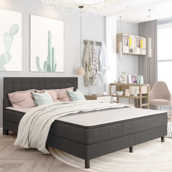 vidaXL Sommier &agrave; lattes de lit Gris fonc&eacute; Tissu 180x200 cm