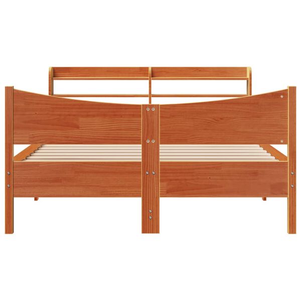 vidaXL Cadre de lit avec t&ecirc;te de lit cire marron 140x190cm bois de pin