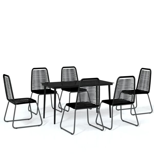 vidaXL Ensemble &agrave; manger de jardin 7 pcs Noir