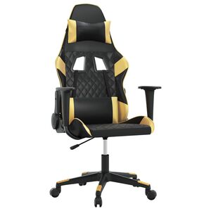 vidaXL Chaise de jeu de massage Noir et dor&eacute; Similicuir