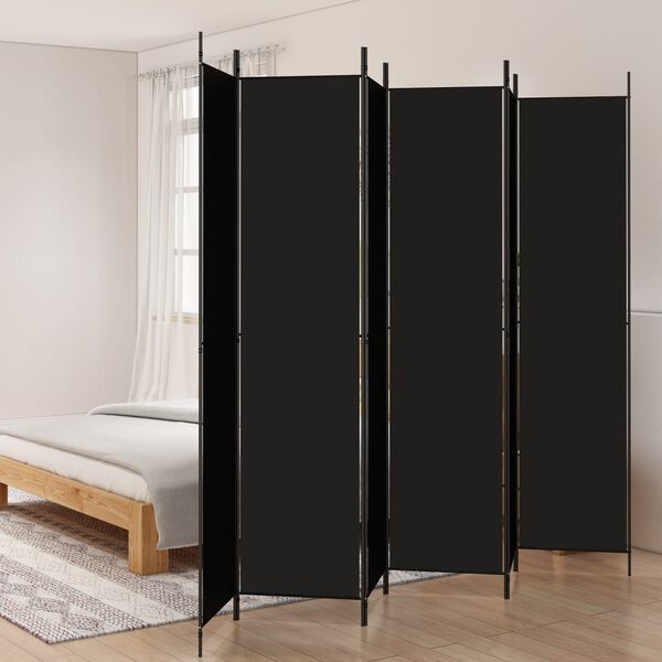 vidaXL Cloison de s&eacute;paration 6 panneaux Noir 300x220 cm Tissu