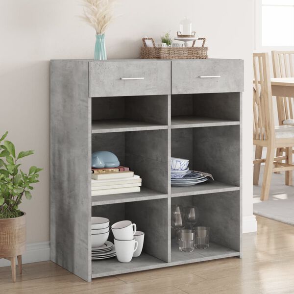 vidaXL Buffet gris b&eacute;ton 80x42,5x93 cm bois d'ing&eacute;nierie
