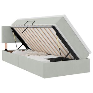 vidaXL Lit de rangement LED avec matelas Gris clair 90 x 200 cm
