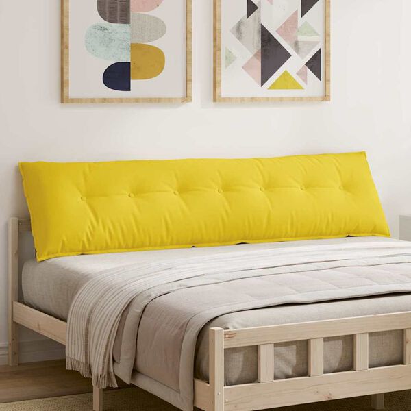 vidaXL Coussin de Dos Jaune clair 200 x 19 x 50 cm tissu