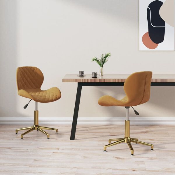 vidaXL Chaises pivotantes &agrave; manger lot de 2 marron velours
