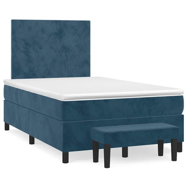 vidaXL Sommier &agrave; lattes de lit et matelas Bleu fonc&eacute; 120x200cm Velours