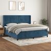 vidaXL Sommier &agrave; lattes de lit et matelas Bleu fonc&eacute; 200x200cm Velours